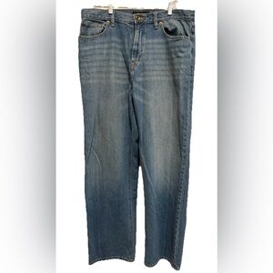 Sean John 90s Baggy Jeans 36  Embroidered Stitched Blue Denim Hip Hop Skater Zip